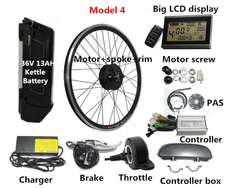 36V 13AH Lithium Battery Electric Bicycle Parts With LED / LCD Display Brushless Motor