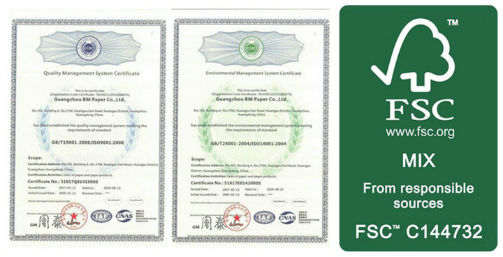 FSC SBS FBB Cardboard Paper 350 - 400gsm 90 x 110cm For Invisible Sock Packaging