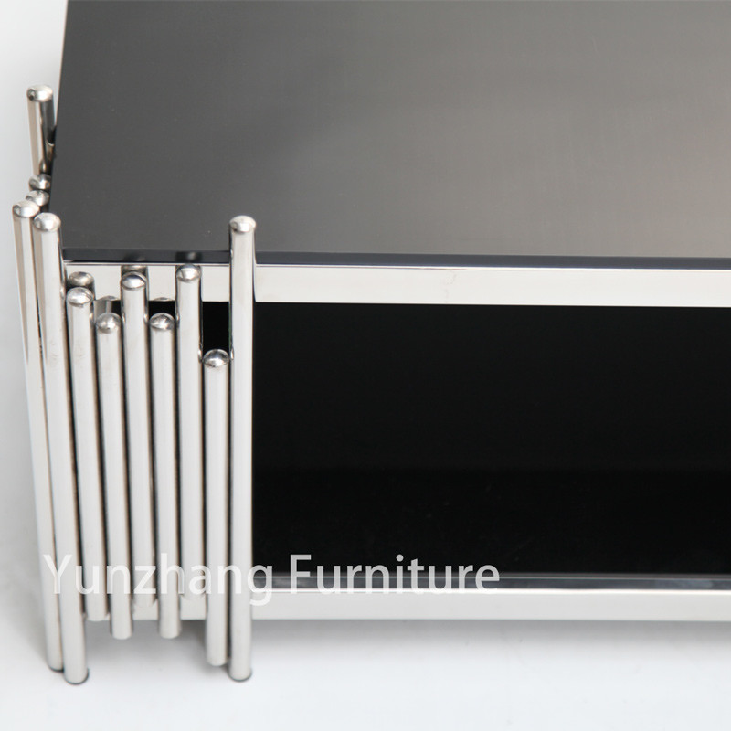 Chrome Furnishings Rectangular Center Table Sofa Table With Double Tempered Glass