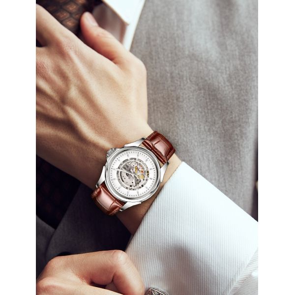 Butterfly Buckle Skeleton Mechanical Watch