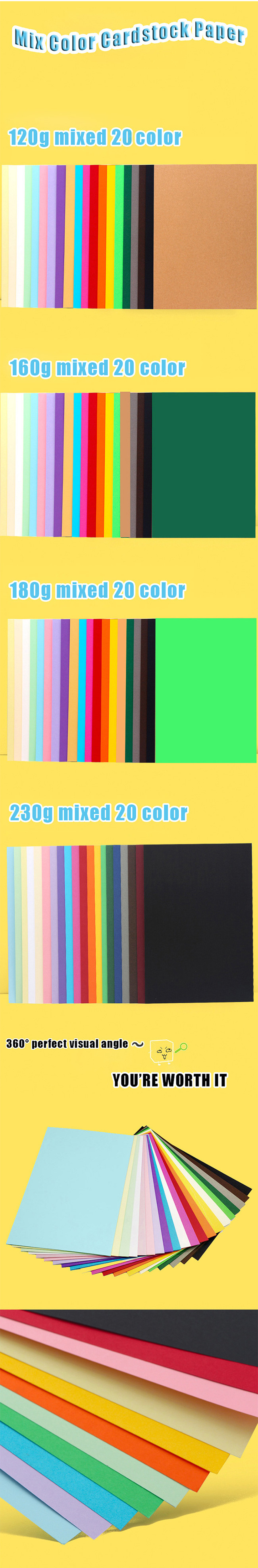 A3 A4 Offset Printing DIY Colored Cardstock Paper