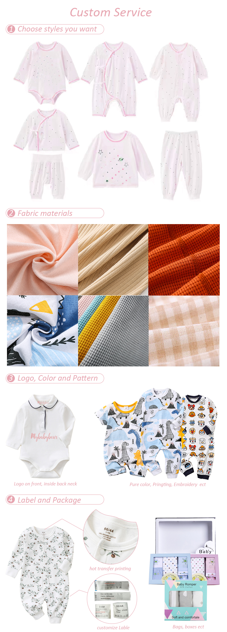 Wholesale striped long sleeve baby clothes suit custom pattern infant romper