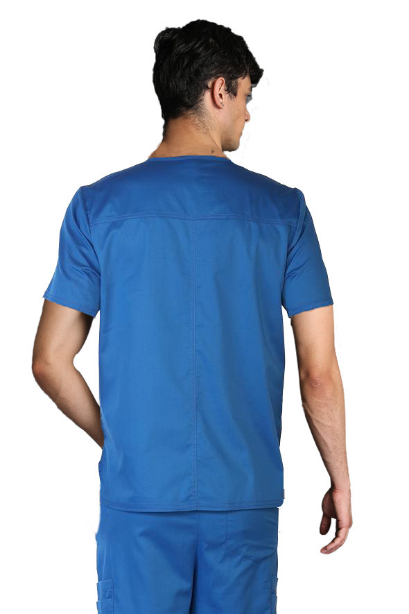 200 GSM V Neck Man Short Sleeve Plain Woven Uniform Blue Medical Scrubs