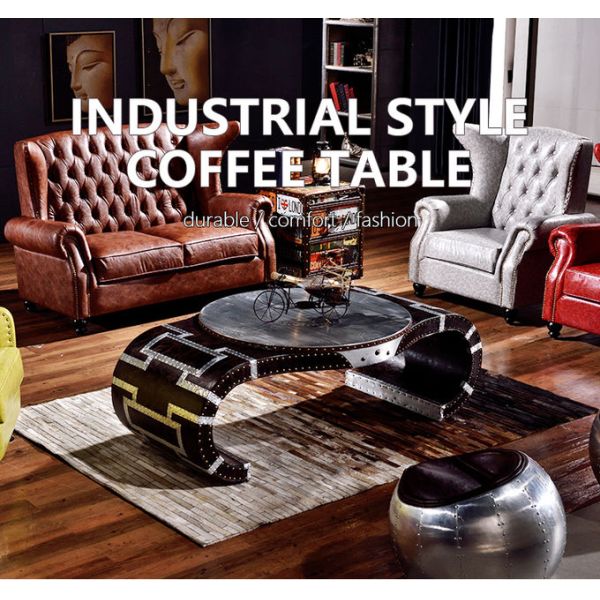 Nidea #8651 Nidea Red Wine Bar Coffee Table Industrial Style Flat Durable Handmade Aluminum Rivet Metal Watch-Shaped Design