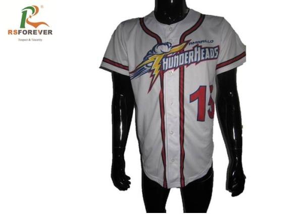 Full Printed White Slim Fit Baseball Jersey , Baseball Style Button Shirts With