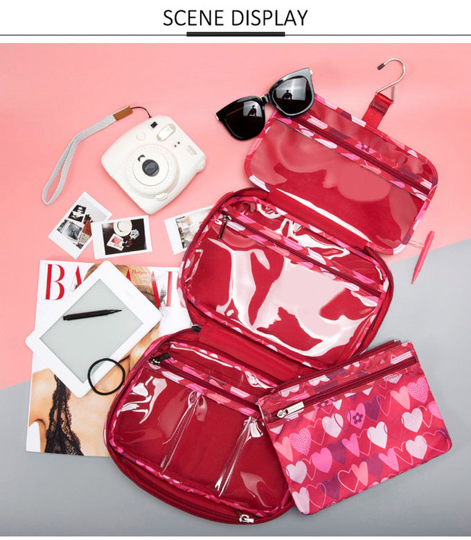 L28*D8*H19CM Portable Vintage Heart Printed Makeup Bag Case