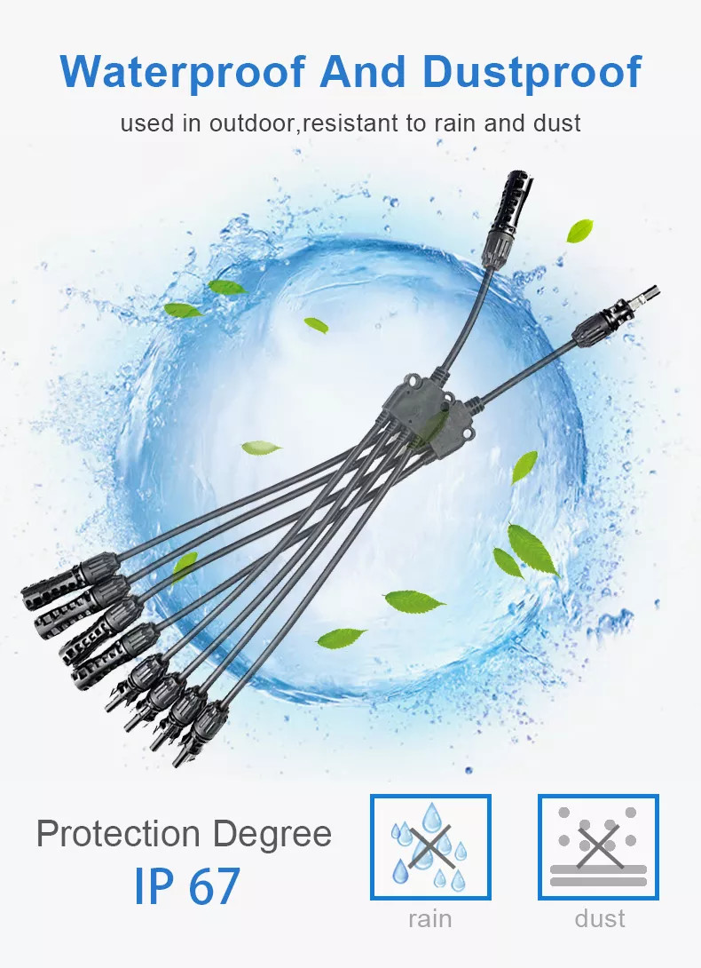 OEM 2.5mm2 Solar Panel Connectors Y Branch Waterproof Practical