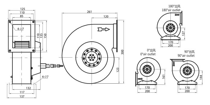 High CFM Centrifugal Blower Fan / Industrial Inline Centrifugal Fan
