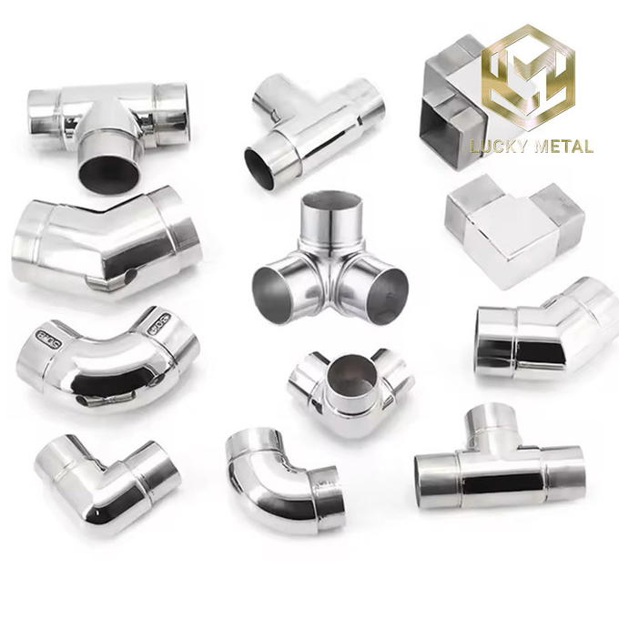304 Stainless Steel Glass Accessories Fittings For Connecting Stair Railings 1