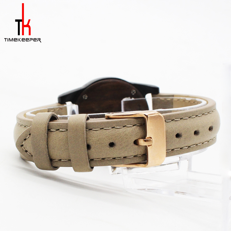 Lady Genuine Leather Watch Lack Sandal Water Resistant Wood Face Watch
