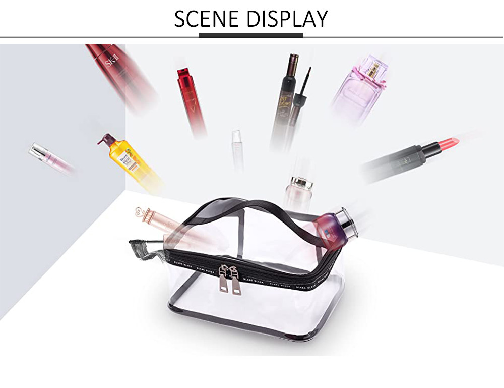 Double Zipper Travel Transparent PVC Cosmetic Bag