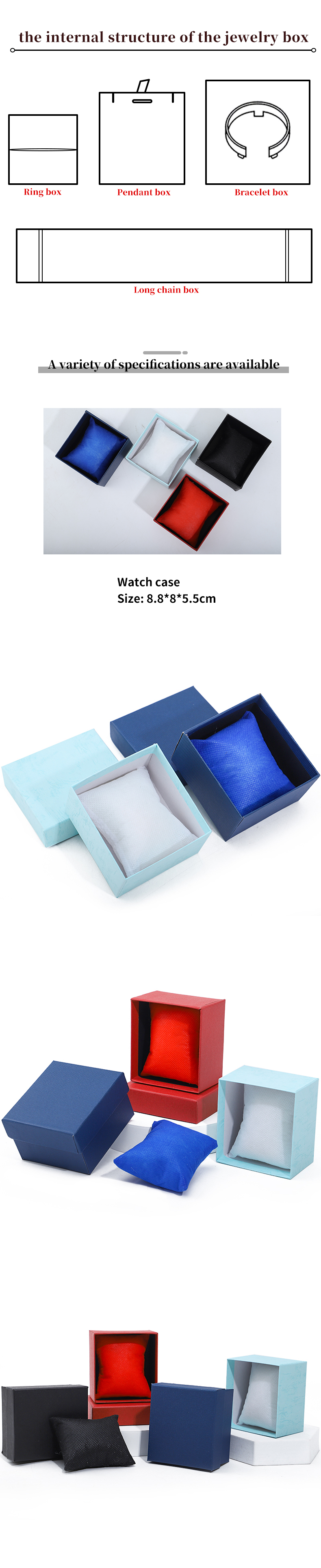 Single Slot Twill Grain Paper Watch Box Packaging with Detachable Pillow