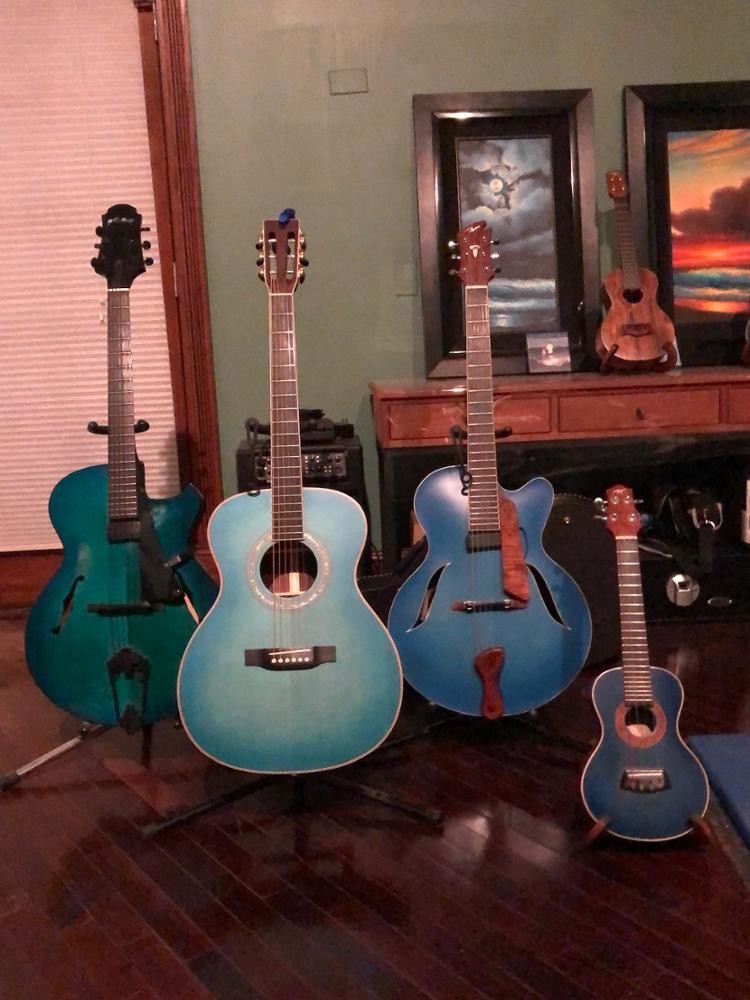Abalone Blue Solid spruce top 40 inch OM style acoustic guitar Burst maple back
