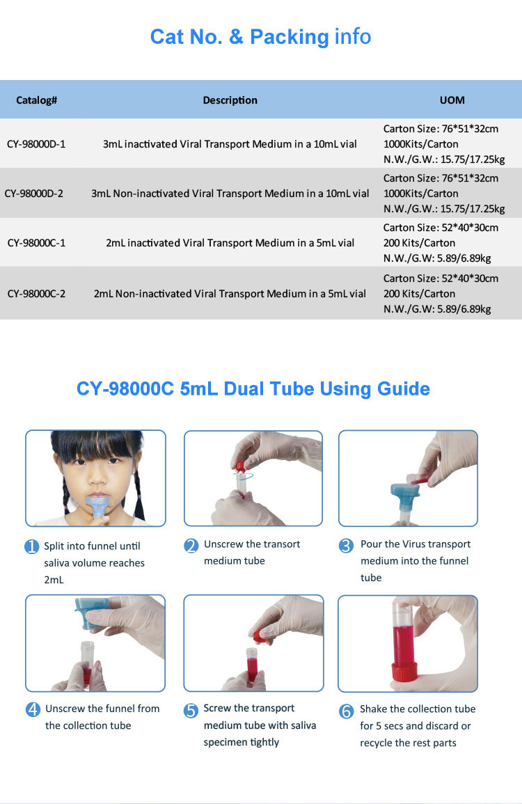 DNA Disposable Saliva Sample Test Medical Saliva Separation