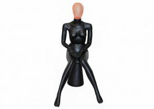 China Shiny Black Female Shop Display Mannequin Faceless Sitting Style With Head on sale