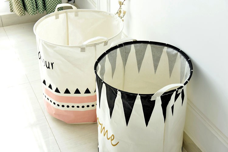 Promotional Cotton Linen Foldable Laundry Basket Dirty Laundry Organizer