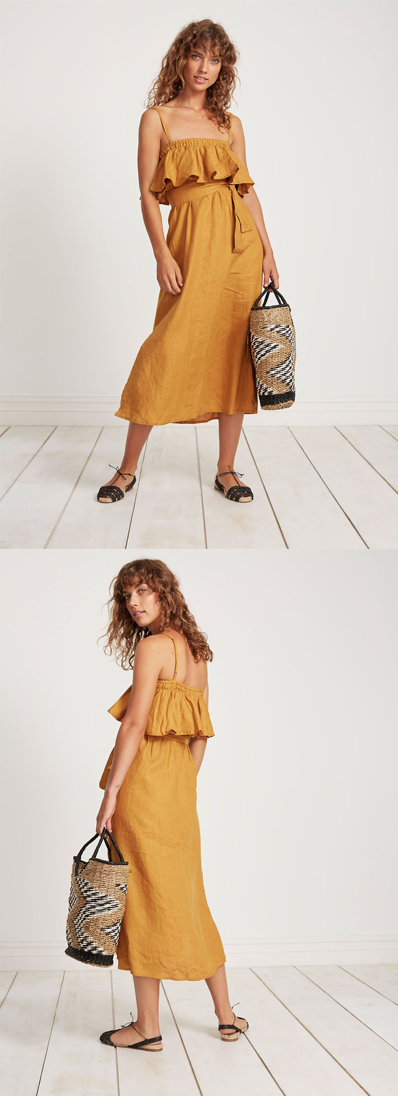 Boho Clothing Women Adjustable Straps Maxi Linen Dress