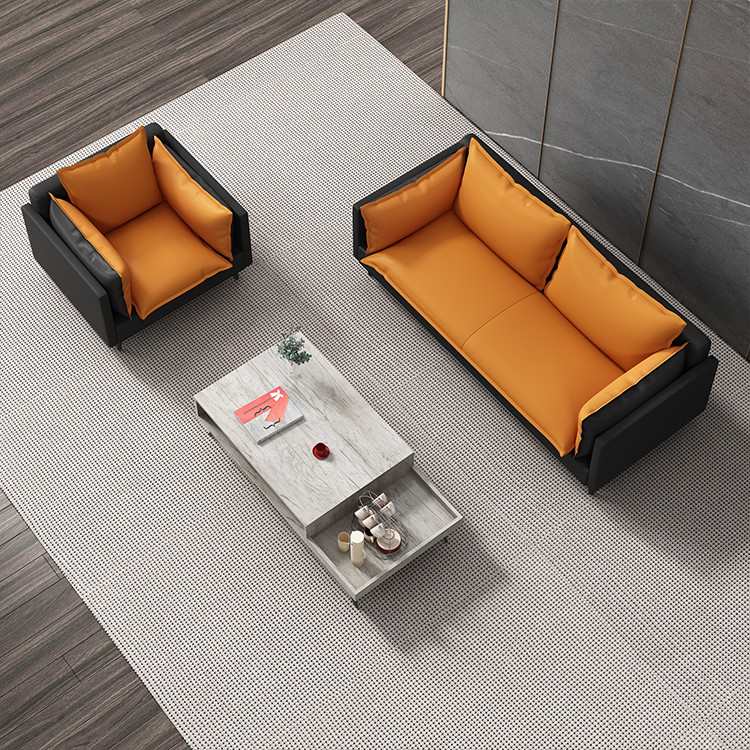 PU Leather Executive Office Sofa For Living Room Waiting Room Multipurpose