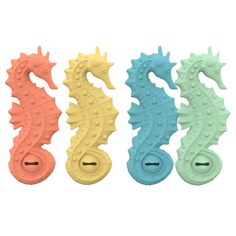 Hot Sale BPA Free Silicone Seahorse Dog Puzzle Toy Egg Puppy Food Slow Feeder Pet Dog Interactive Silicone PET CHEW TOYS