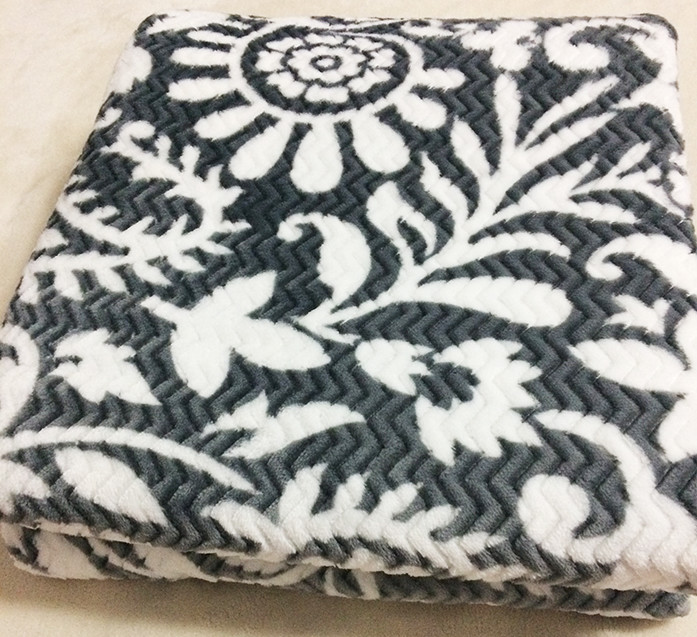 Floral Printed Flannel Bed Blanket , Dyed Flannel Fleece Blanket OEM / ODM Service