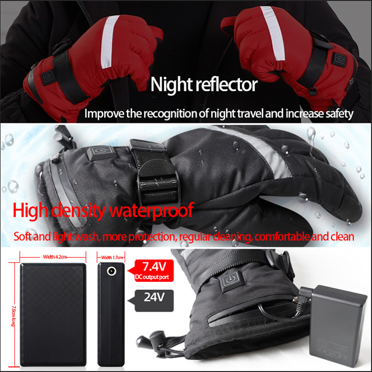Downhill Electric Heated Skiing Gloves Waterproof 29x13cm 0.8kg
