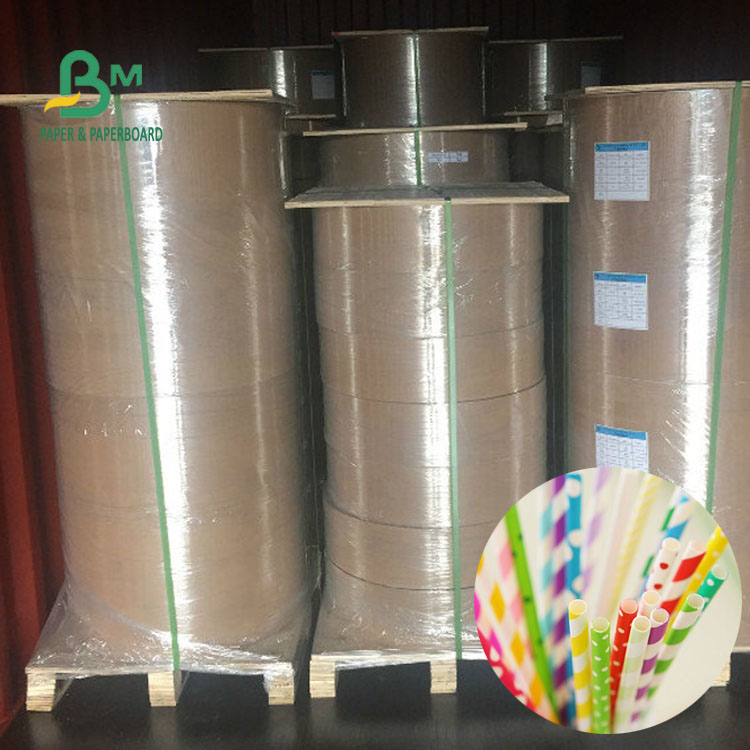 Biodegradable Food Grade Paper Roll AA Straw Surface Paper Kraft 60GSM 15MM Printable