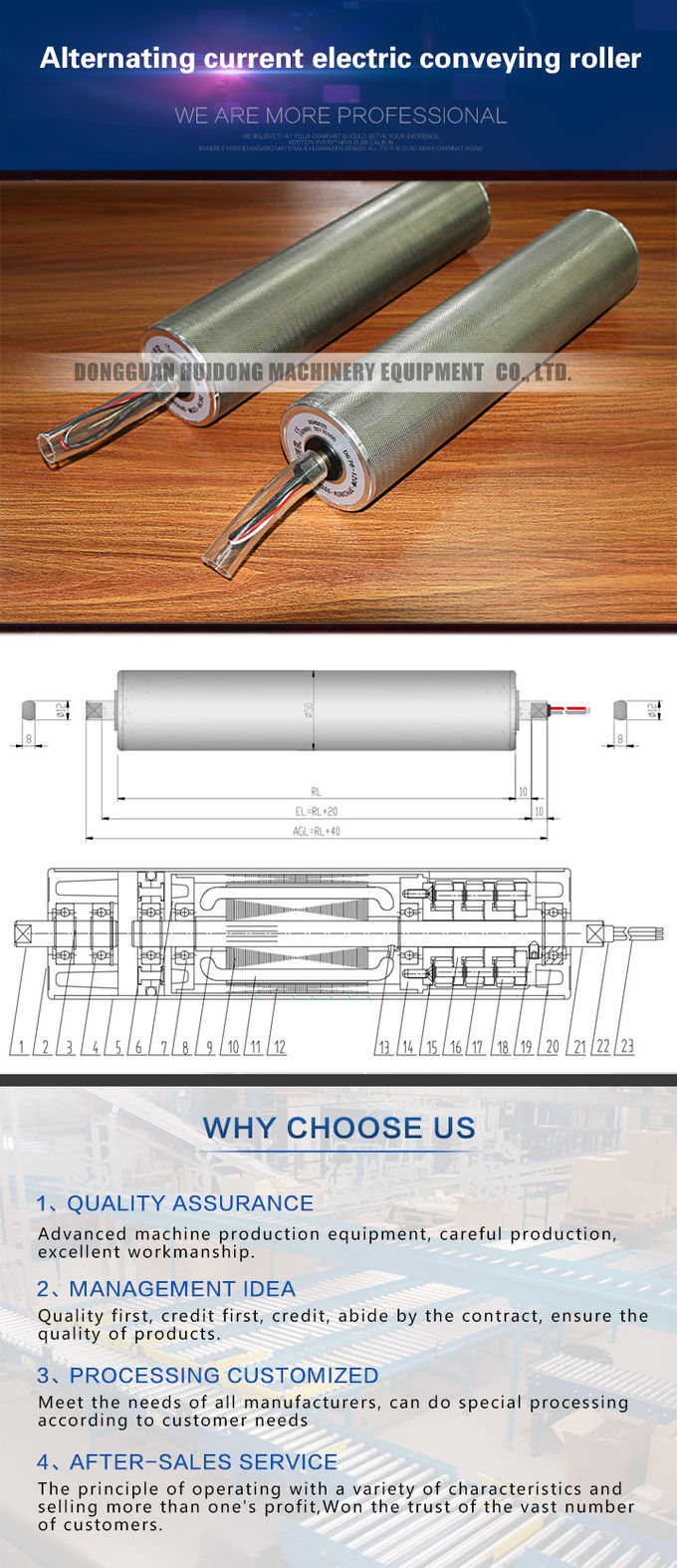 Stainless Steel Motorized Conveyor Rollers 220 / 380V Voltage SGS Certification