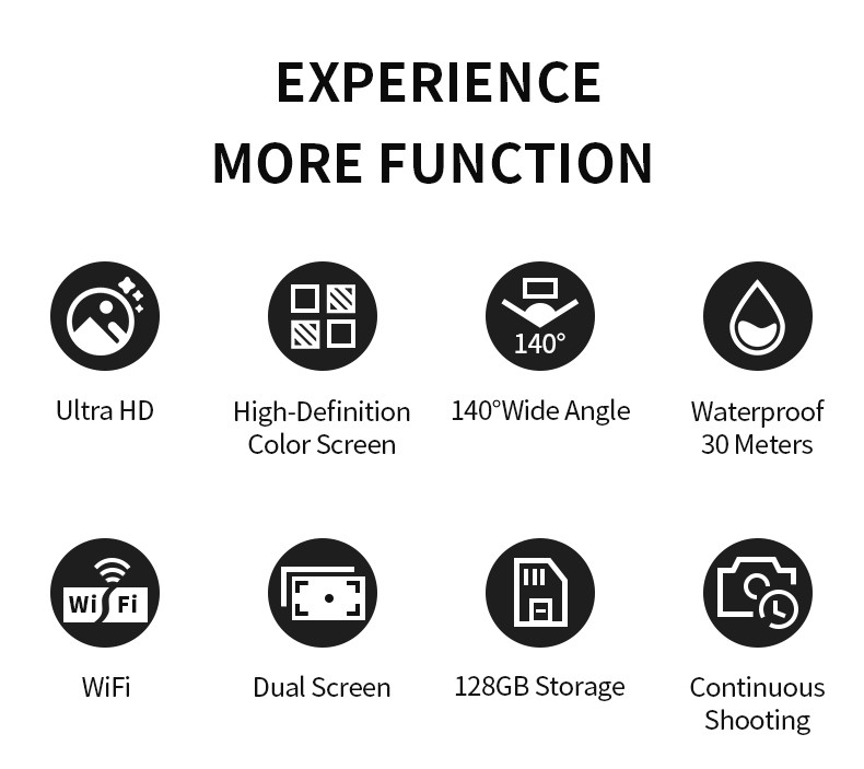 Wireless Selfie 1080P Sports Camera 400mAh Dual Screen Action