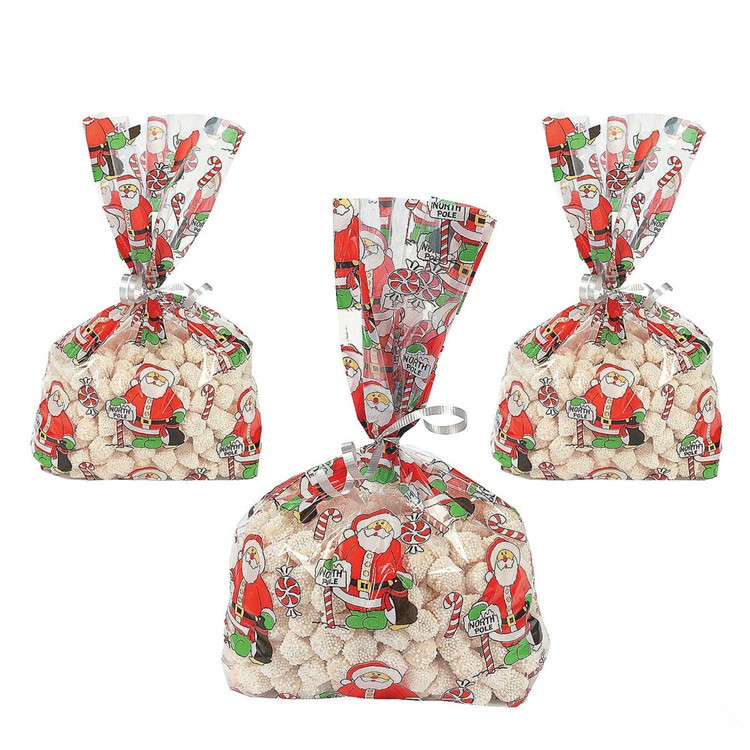 Hot Sale Best Wishes Christmas Candy Bags Plastic Gift Bags Treat Bag