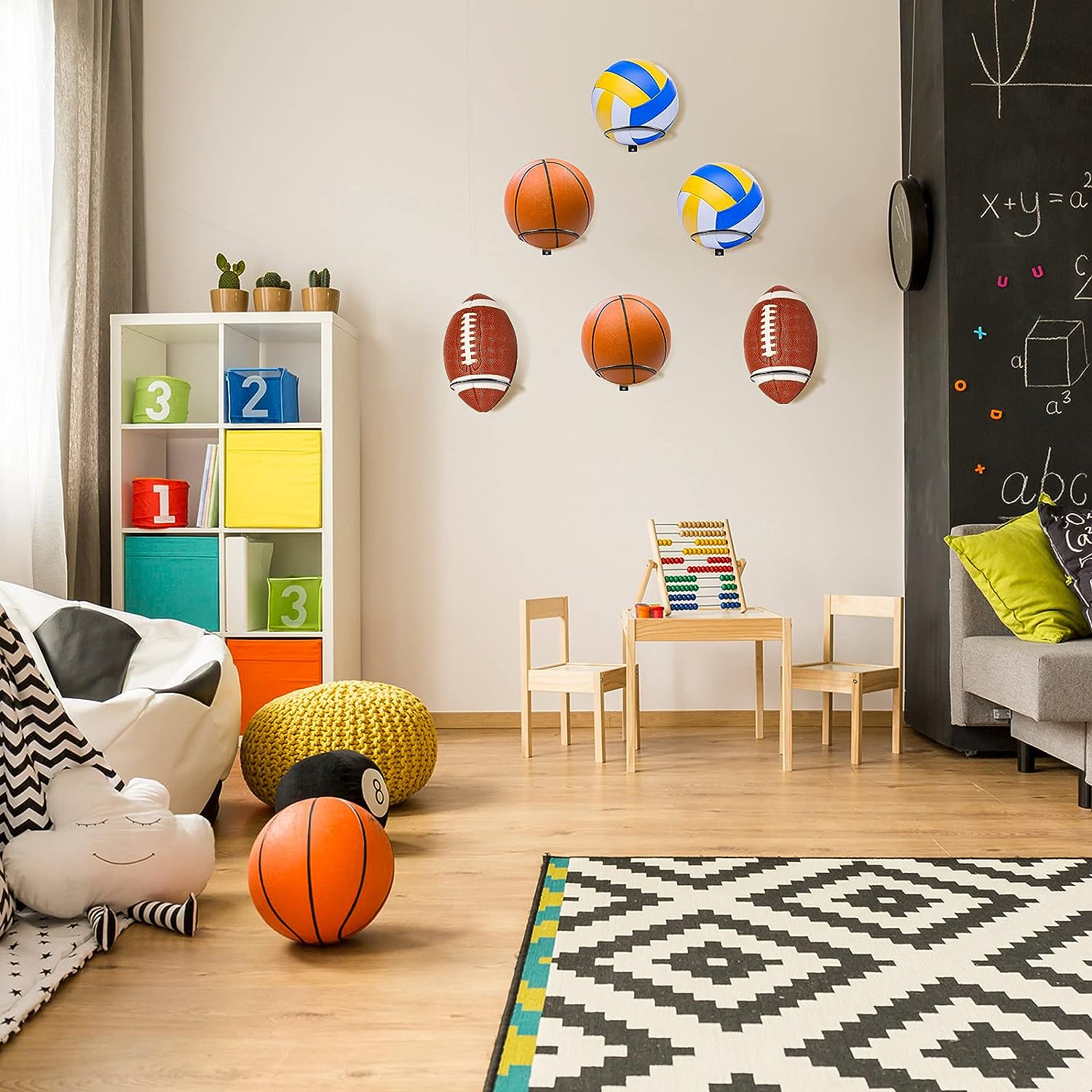 Wall Mounted Sports Ball Display Holder for Basketball Soccer Football and Volleyball