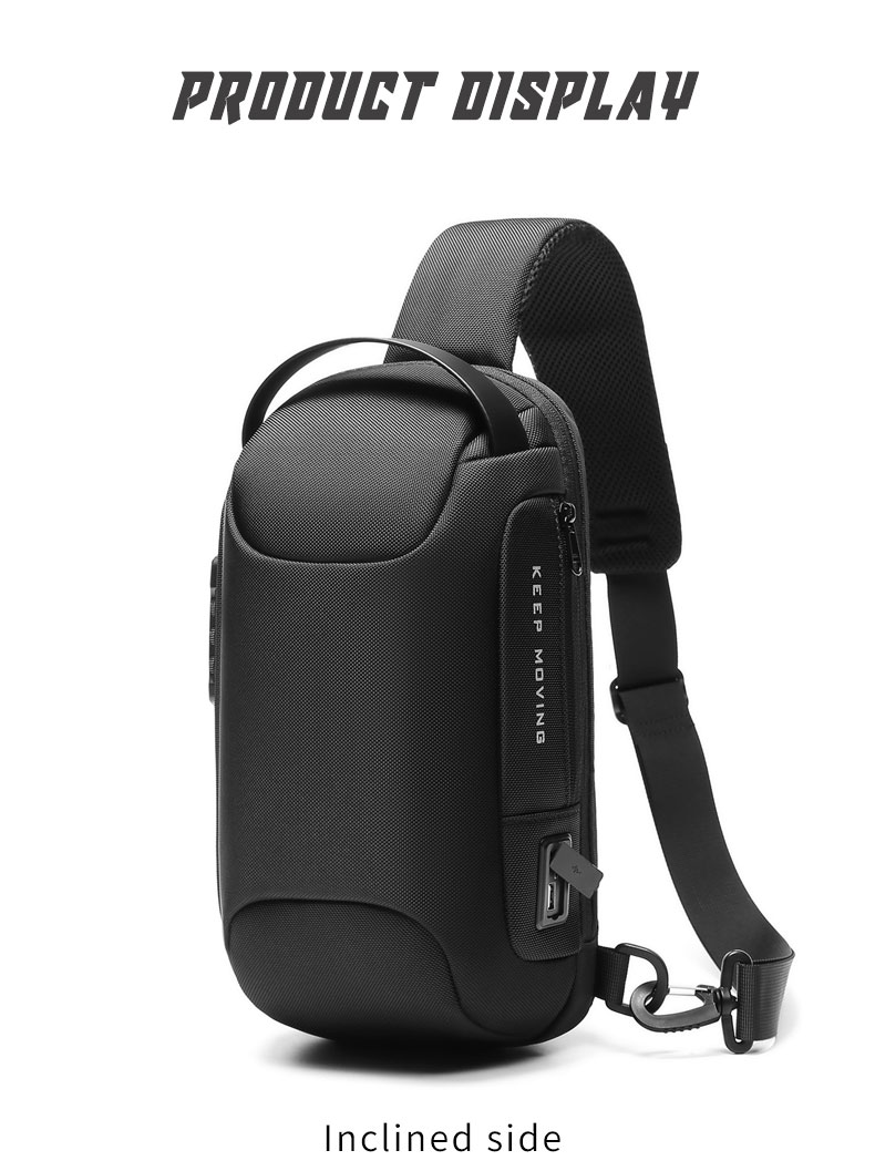 Wholesale waterproof anti theft designer crossbody bag custom logo USB sling bags for men single shoulder chest bag