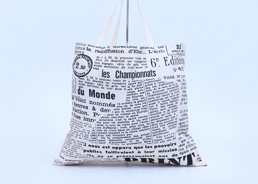 Heat Transfer Lady Canvas ECO Shopping Bags GirlsTote Cartoon Pattern Shoulder Alphabet Handbag