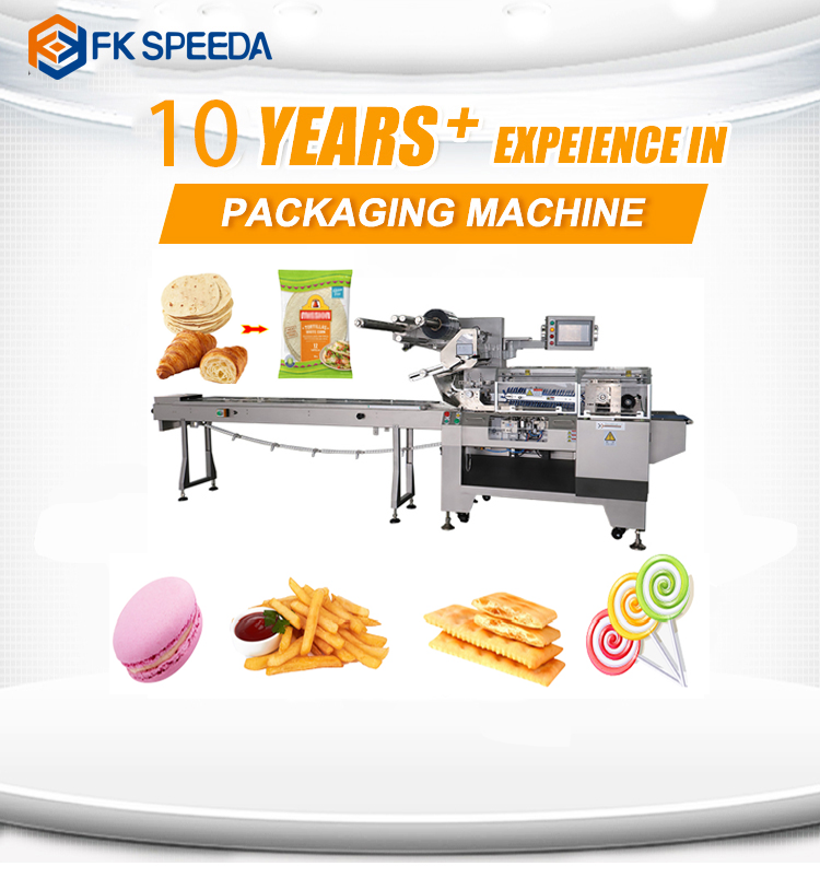Plastic Packaging Material Automatic Romaine Lettuce Flow Type Pillow Packing Machine