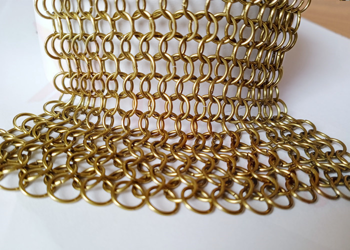 Brass Ring Mesh Curtain For Halls Space Divider 1.5 X 15 Mm