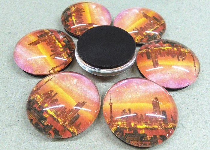 Custom Tourist Souvenir 35mm Fridge Magnet Glass Dome Refrigerator Magnet for Souvenir