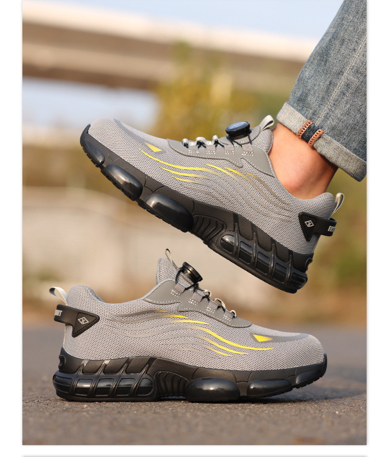 Industrial Safety Shoes Black Flying Knit Work Shoes BOA Button Safety Shoes TPU Work Shoes Midsole Kevlar