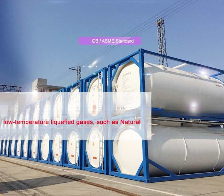 20 Ton Capacity 20ft Long Transport Container ASME Standard UN T75 ISO Cryogenic LNG Tank for Customizable and Transport