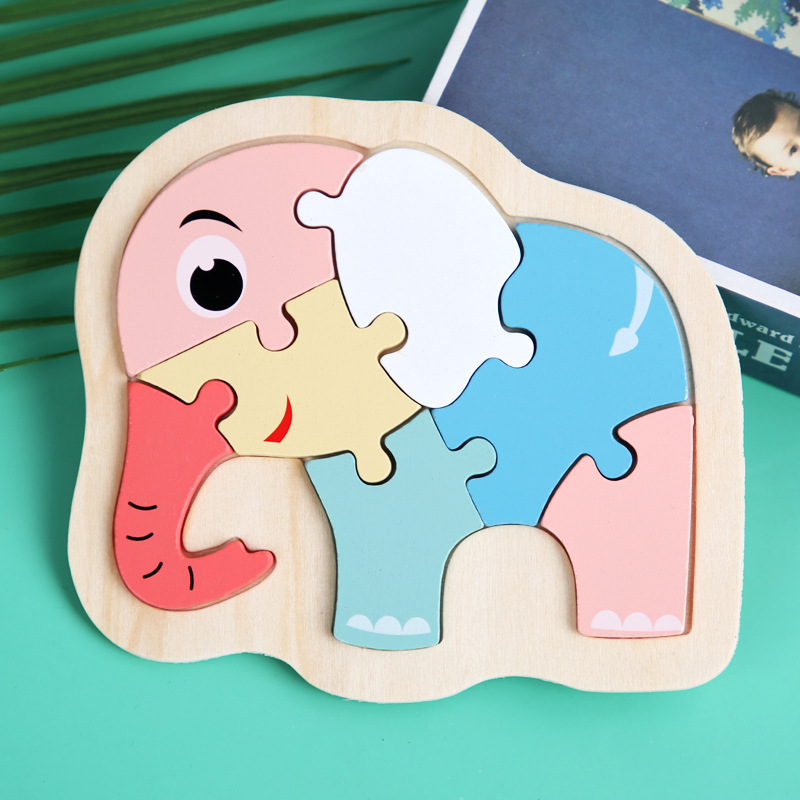 Macaron 3D Wooden Block Puzzle Toys Wooden Animal Blocks