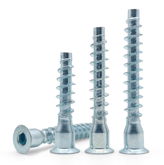 Flat Head Drive Self Tapping Euro Screw Hexagonal Wood Furniture Confirmat Screw Cabinet Connecting Confirmat Screw