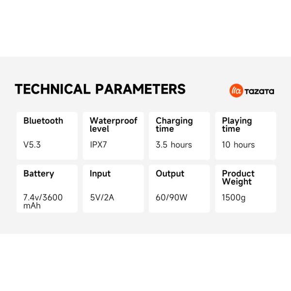60W IPX7 Waterproof Bluetooth Speaker with Multi-Link Function