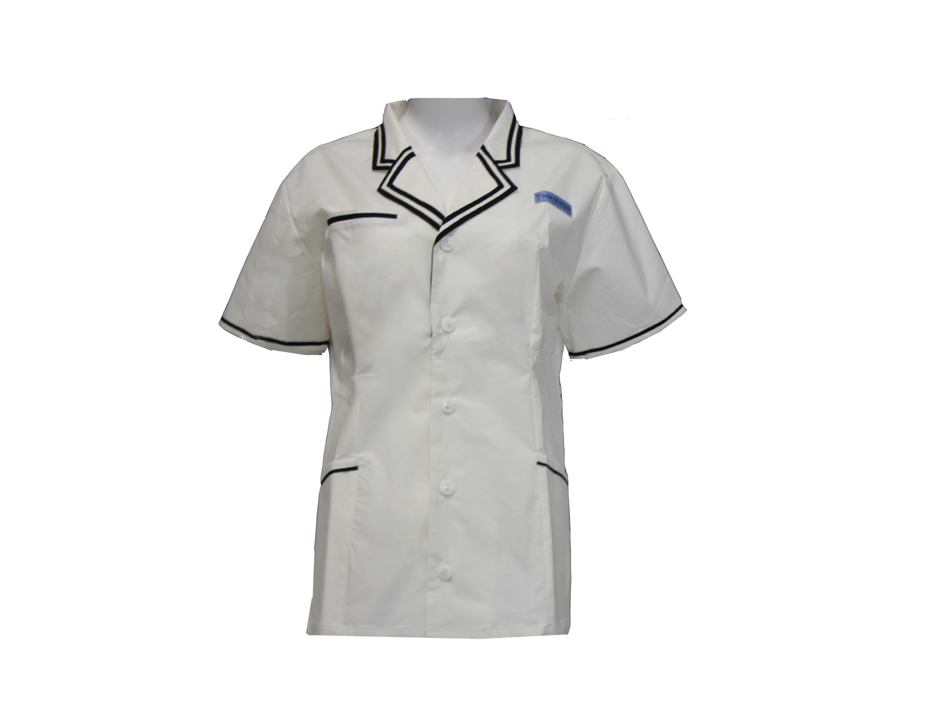 160 GSM T/C 42% 55% Spandex 3% Lapel White Medical Suit Antimicrobial Wrinkle-free
