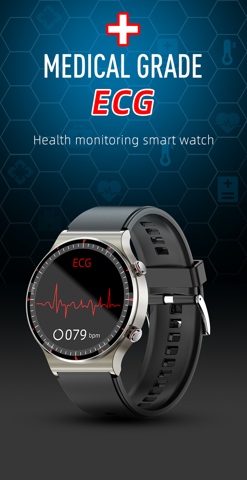 Ladies Medical Grade ECG Smart Watch Full Touch Screen 1.3 Inch ODM
