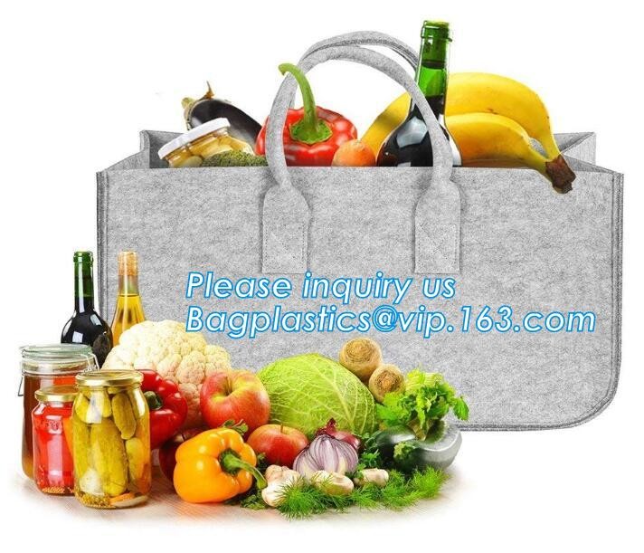 Eco-Friendly Grey Reusable Felt Grocery Shopping Handbag Tot Bag For Women Men,Mesh bags,Shopping bags, Drawstring bags,
