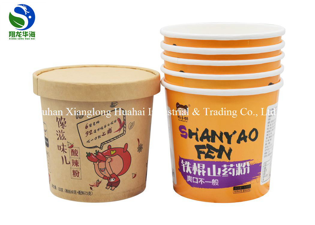 1000ml Double Wall Paper Soup Bowls With Paper Lids For Take Away Noodle Soup