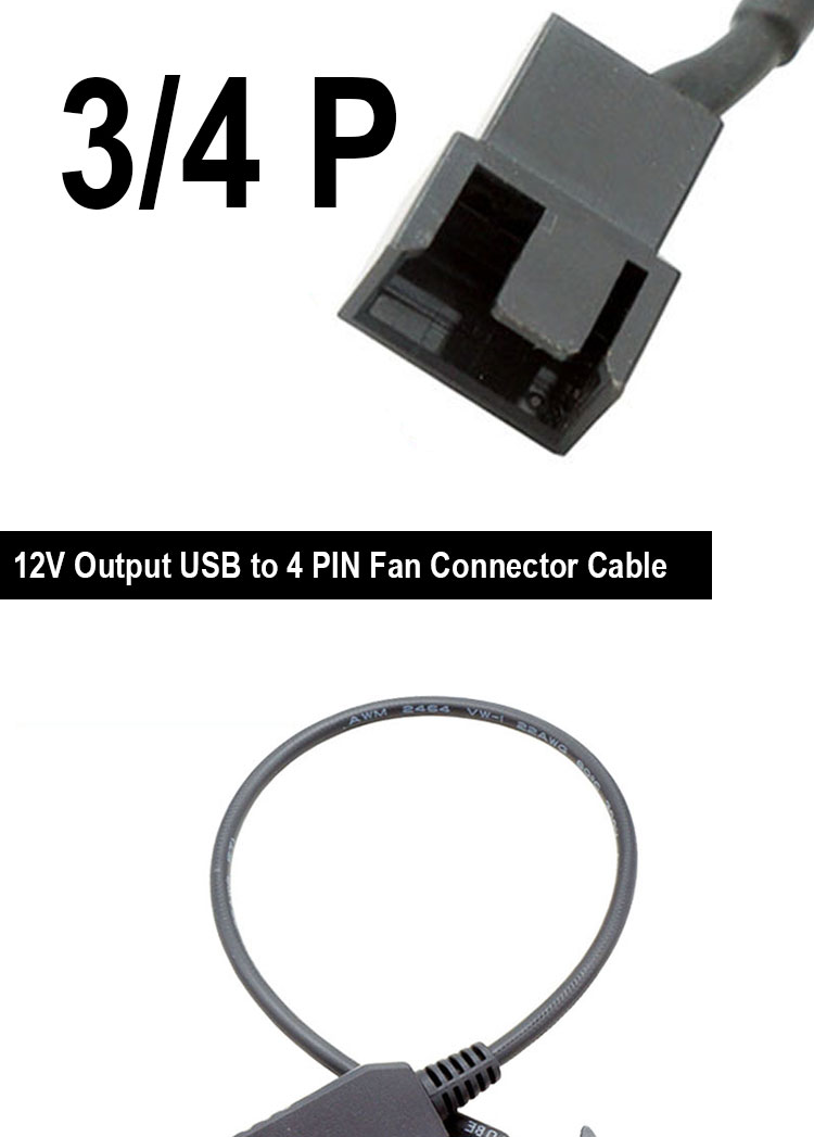 USB 5V to 12V Voltage Step Up 3 Pin and 4 Pin PC Fan Power Adapter Cable
