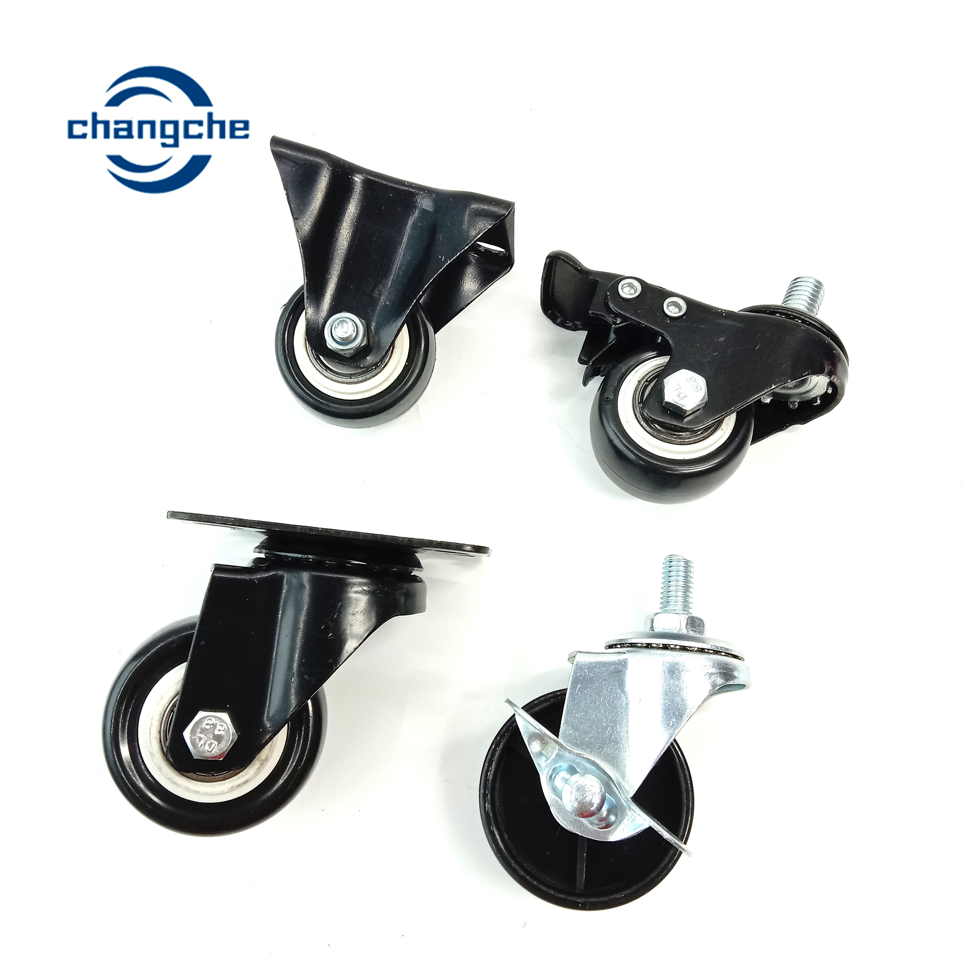 Light Duty Industrial Rubber Trolley Caster Wheels Black White PP Furniture Castors Wheels