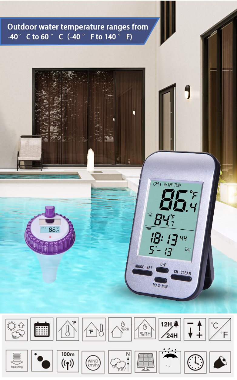WT0224 Custom Wireless Swimming Pool Thermometer Floating Waterproof Digital Thermometer For Outdoor