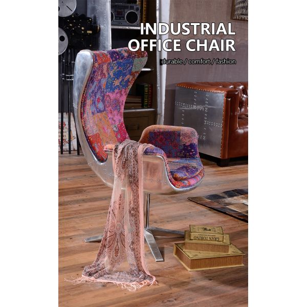 Nidea #8838 Industrial Style Single Egg Chair Red Wine Bar New Office Living Room Bedroom Aluminum Leather Rivet Swivel Adjustable