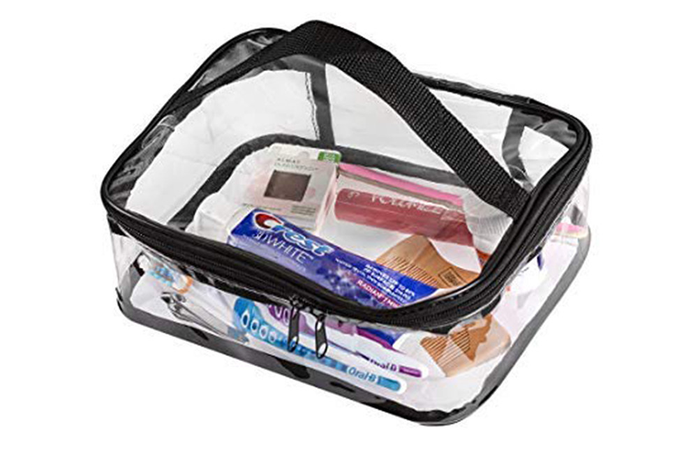 Waterproof Transparent PVC Train Case Organizer Makeup Pouch with Top Handle