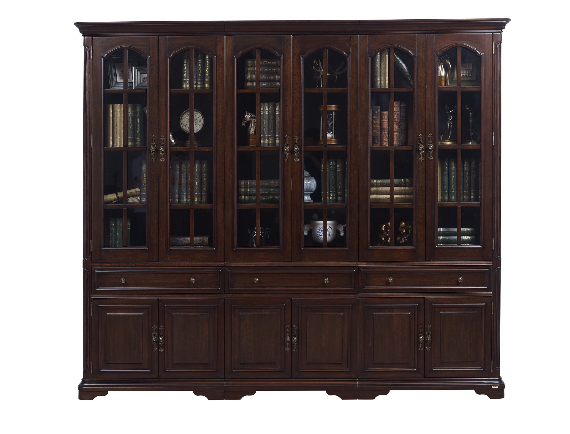 Home Office Study room furniture Wooden Reading Writing desk Computer table with Storage cabinet and Bookshelf cabinet